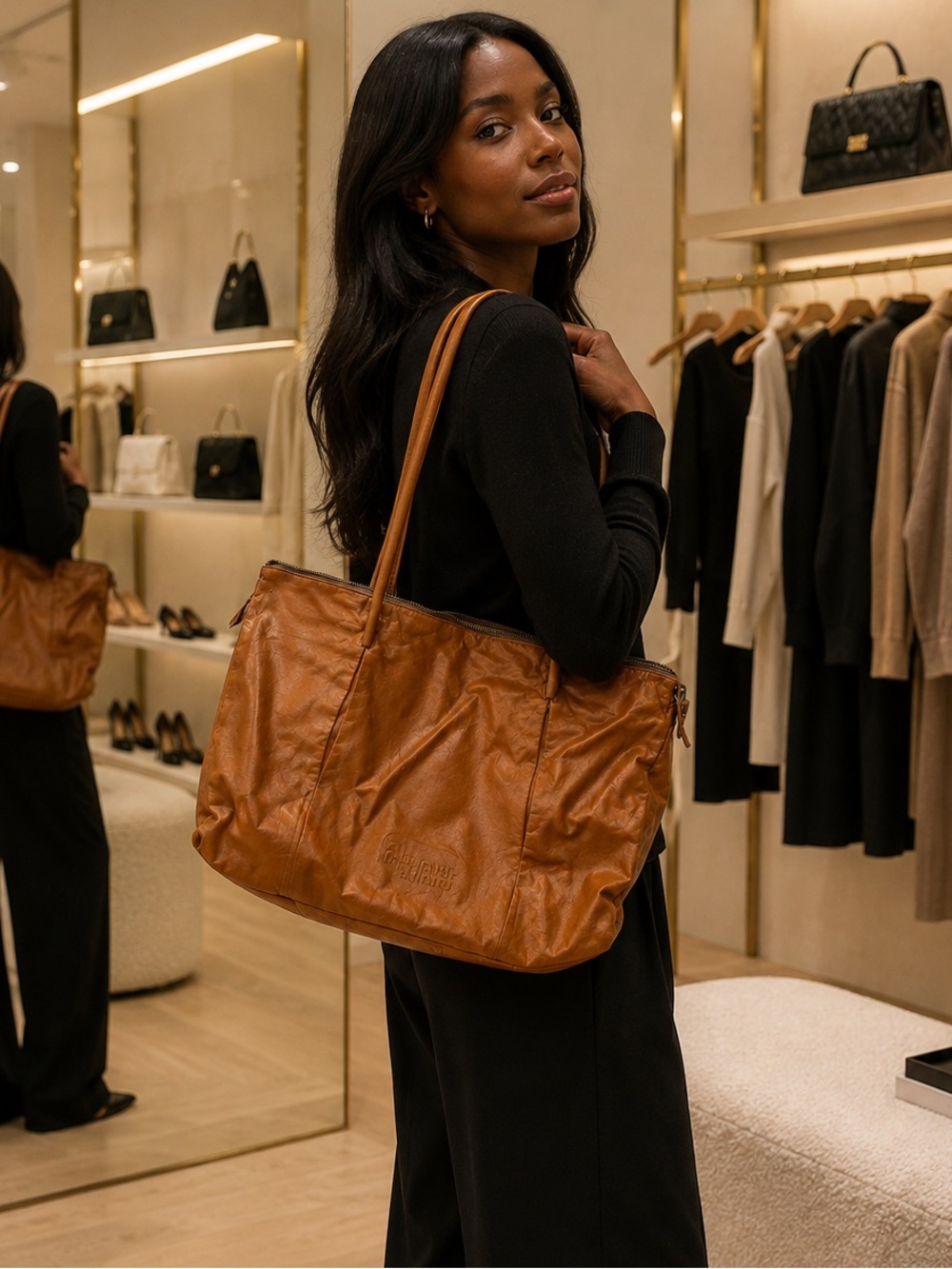 Miu Miu Brown Leather Vintage Zip Tote - Picture 5 of 12